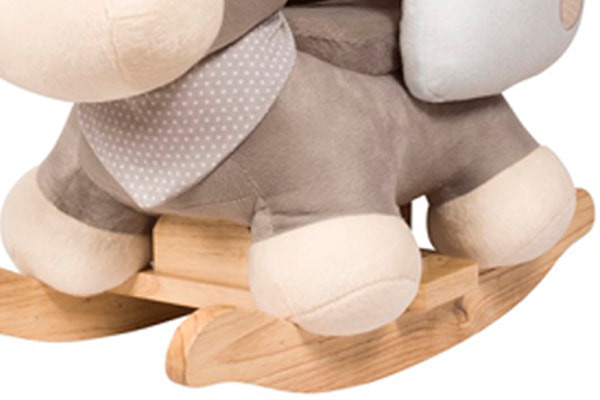 Pluche ezel op houten onderstel.