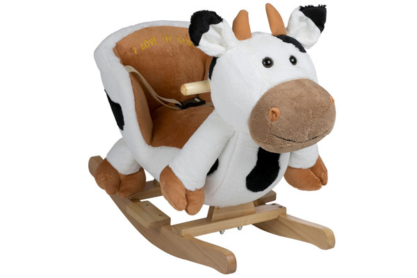 Pluche kop met houten handvaten.