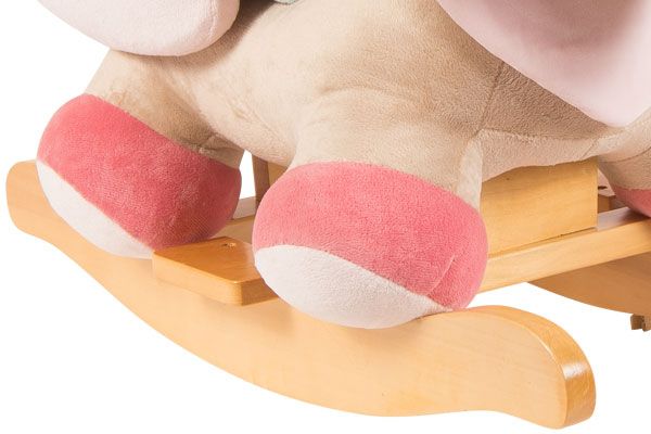 Schommelpaard met houten onderstel.